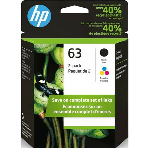 Original HP 63 Black & Tri-Color Ink Cartridges, Genuine OEM Multi-Pack Inks Save Your Money (F6U62AN & F6U61AN)