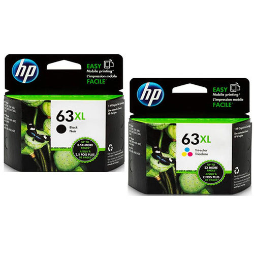 Original HP 63XL Black and Tri Color Original Ink Cartridges, Saving Bundle Pack (F6U63AN, F6U64AN)