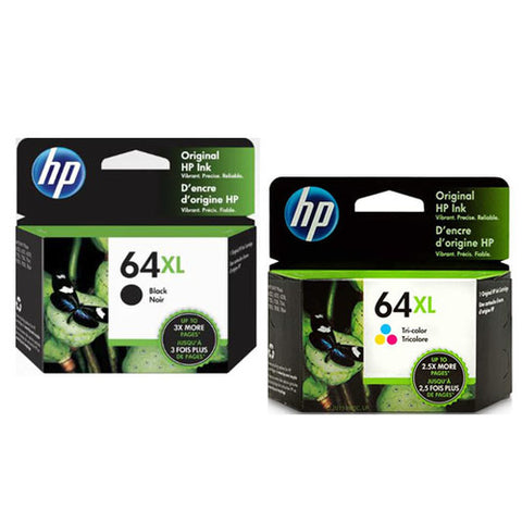 Original HP 64XL Black and Tri Color Original Ink Cartridges, Saving Bundle Pack (N9J91AN, N9J92AN)