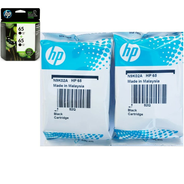HP 65 Black Ink Cartridges, 2 Inks/Pack, Genuine, Original, Bundle Save Money