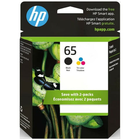 Original HP 65 Black & Tri-Color Ink Cartridges, Original OEM Multi-Pack Inks Save Your Money(N9K02AN & N9K01AN)