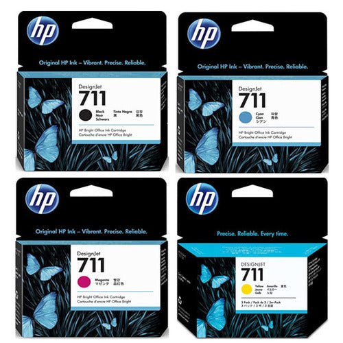 Original HP 711 Black /Cyan/Magenta/Yellow Original Ink Cartridges, Saving Bundle Pack (CZ129A, CZ130A, CZ131A, CZ132A)