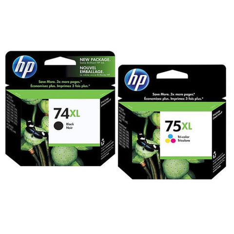 Original HP 74XL Black and 75XL Tri Color Original Ink Cartridges, Saving Bundle Pack