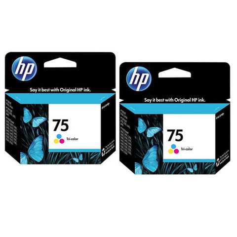 Original HP 75 Tri Color Original Ink Cartridges, Twin Saving Bundle Pack ( 2 Inks/Pack)
