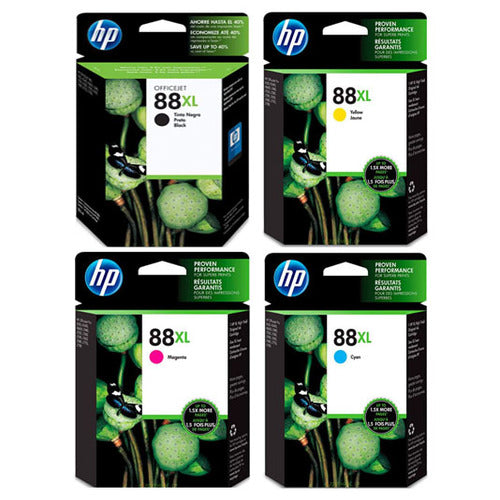 Original HP 88XL Black/ Cyan/Magenta/Yellow Original Ink Cartridges, Saving Bundle Pack (C9396AN, C9391AN, C9392AN, C9393AN)