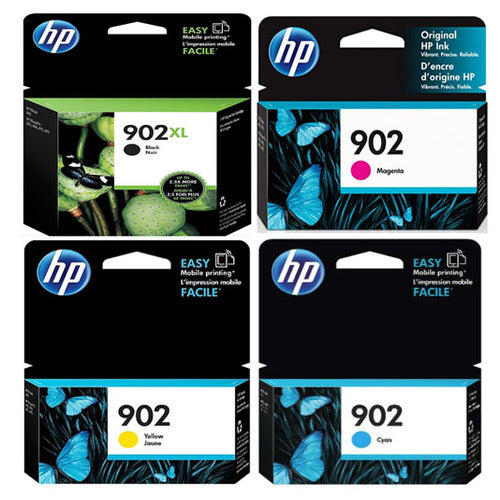 Original HP 902XL Black and 902 Cyan/Magenta/Yellow Original Ink Cartridges, Saving Bundle Pack (T6M14AN, T6L86AN, T6L90AN, T6L94AN)