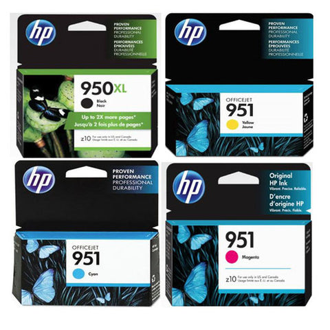 Original HP 950XL Black and 951 Cyan/Magenta/Yellow Original Ink Cartridges, Saving Bundle Pack (CN045AN, CN050AN, CN051AN, CN052AN)