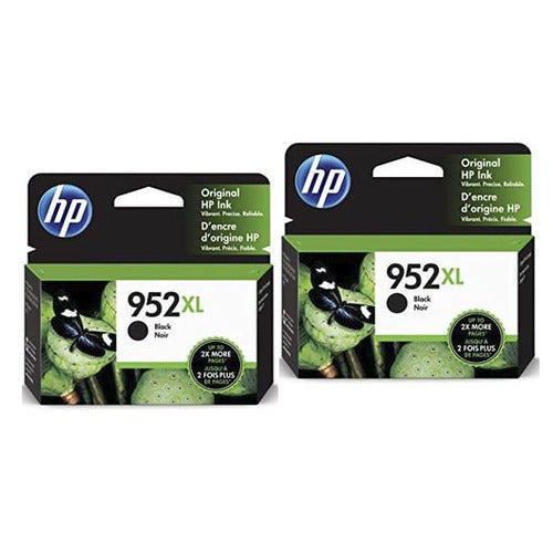Original HP 952XL Black Original Ink Cartridges, Twin Saving Bundle Pack ( 2 Inks/Pack), HP N9K29BN