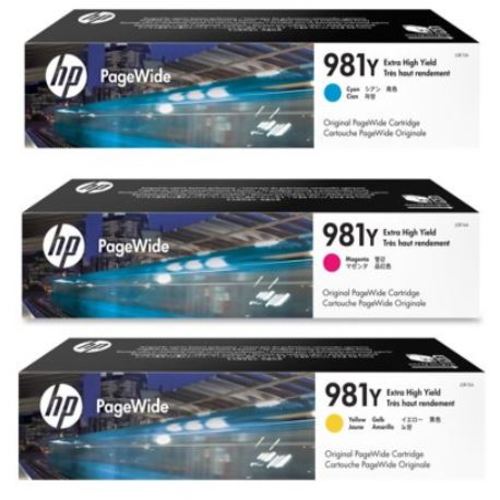 Original HP 981Y Extra High Yield Cyan/Magenta/Yellow Original Ink Cartridges, Saving Bundle Pack  (L0R13A, L0R14A, L0R15A)