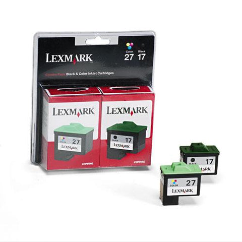 Original Lexmark 10N0595 (17, 27) Ink, 429 Page-Yield, 2/Pack, Black; Tri-Color
