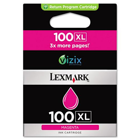 Original Lexmark 14N1070 (100XL) High-Yield Ink, 600 Page-Yield, Magenta
