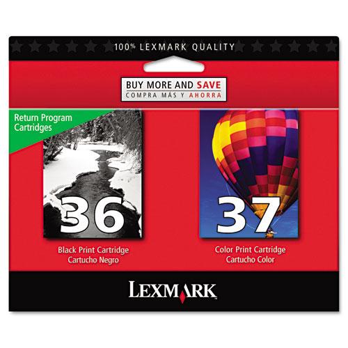 Original Lexmark 18C2229 (36; 37) Ink, 175 Page-Yield, 2/Pack, Black; Color