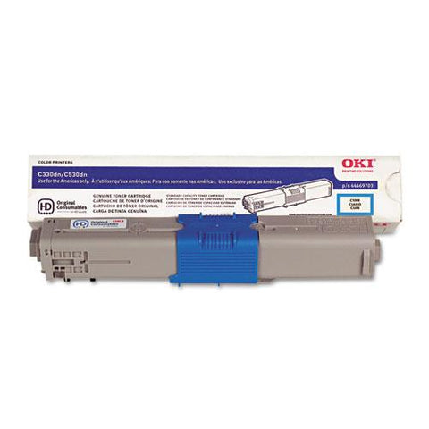 Original Oki 44469703 Toner, 3,000 Page Yield, Cyan