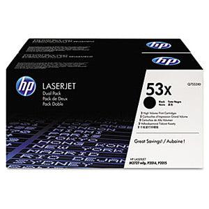 Original HP Q7553XD (HP53X) HP 53X Black Hich Capacity Laser Toner Cartridge Dual Pack (7K YLD EACH)