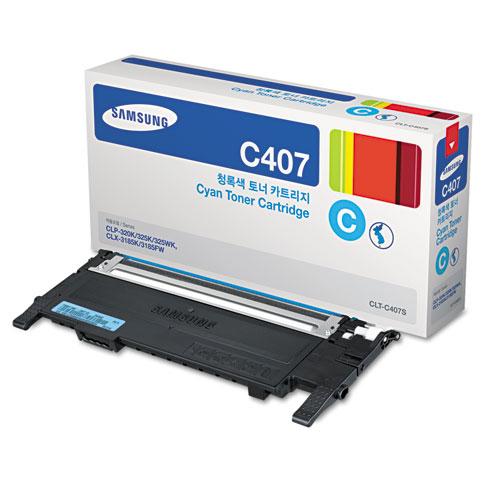 Original Samsung CLTC407S (CLT-C407S) Toner, 1,000 Page-Yield, Cyan