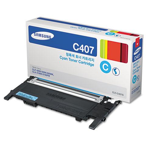 Original Samsung CLT-C407S (SU001A) Toner, 1000 Page-Yield, Cyan