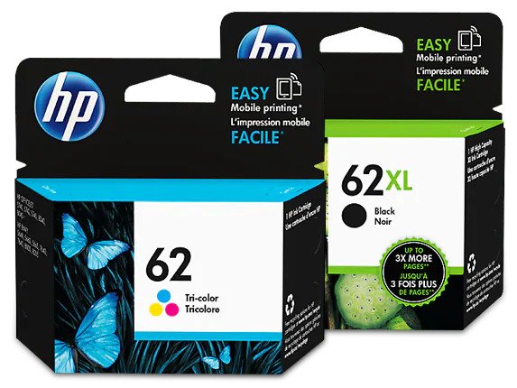 Original HP 62XL Black (C2P05AN) and 62 Tri Color (C2P06AN) Original Ink Cartridges, Saving Bundle Pack